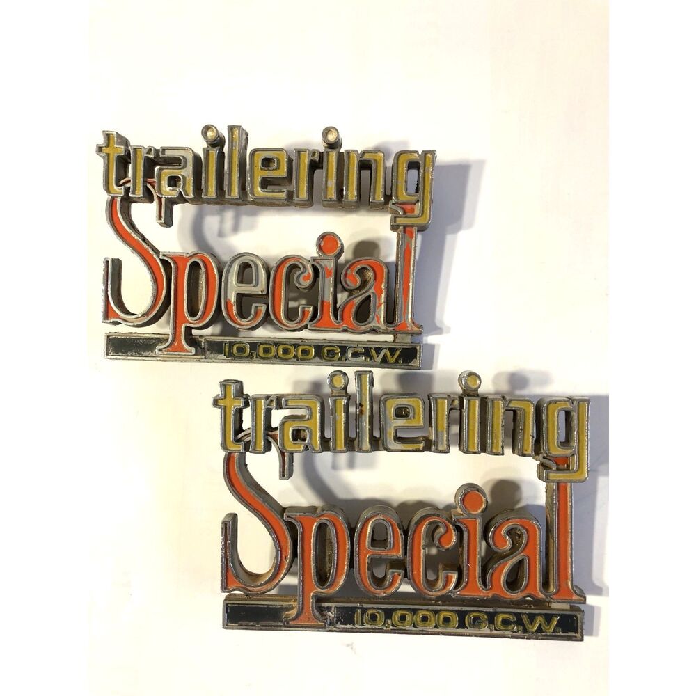 Vintage 73-82 Chevy GMC Truck Trailering Special 10000 GCW Emblems Pair OEM GM